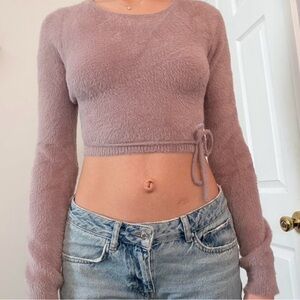 Soft Mauve Long Sleeve Crop Top
